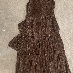 Francesca's Collections Brown Tiered Ruffled Cocktail Dress